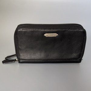 Perlina Nappa Black Double Zip Wallet